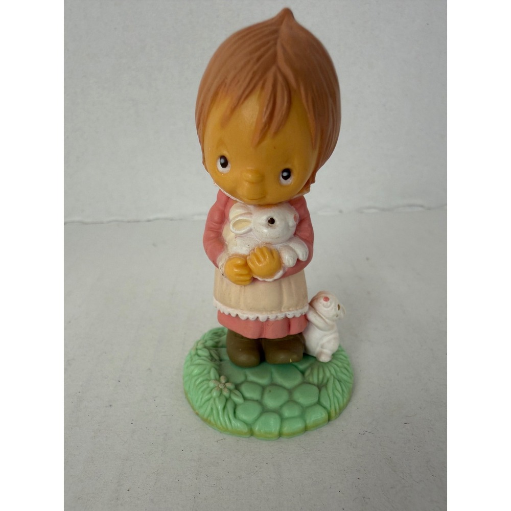Hallmark Precious Moments Vintage 1982 Girl with Bunnies